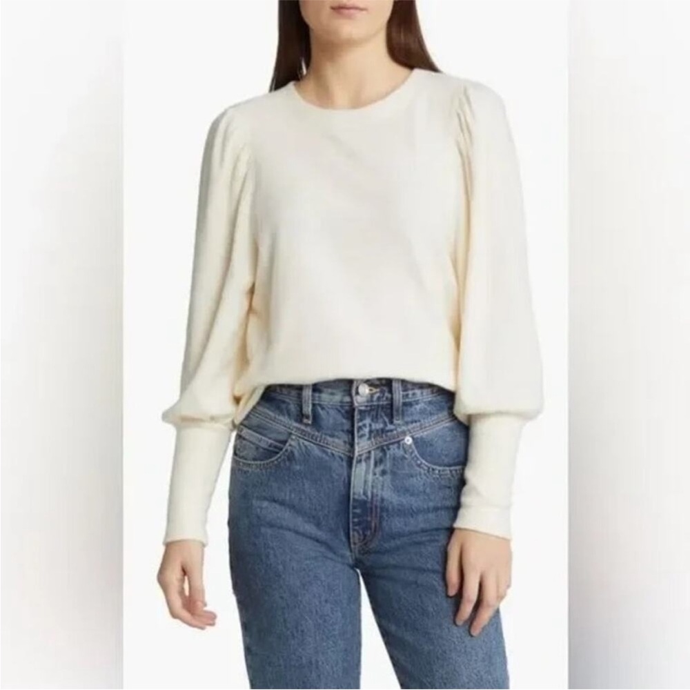 Madewell Cream Women's Puff Pleaded Long Sleeve Size S